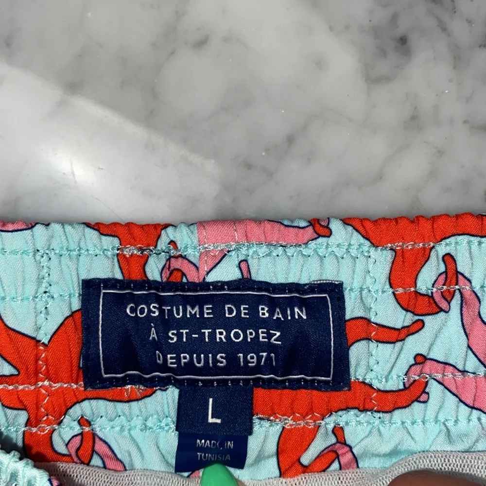 Vilebrequin Light Blue Swim Trunks with Pink & Orange Starfish Print